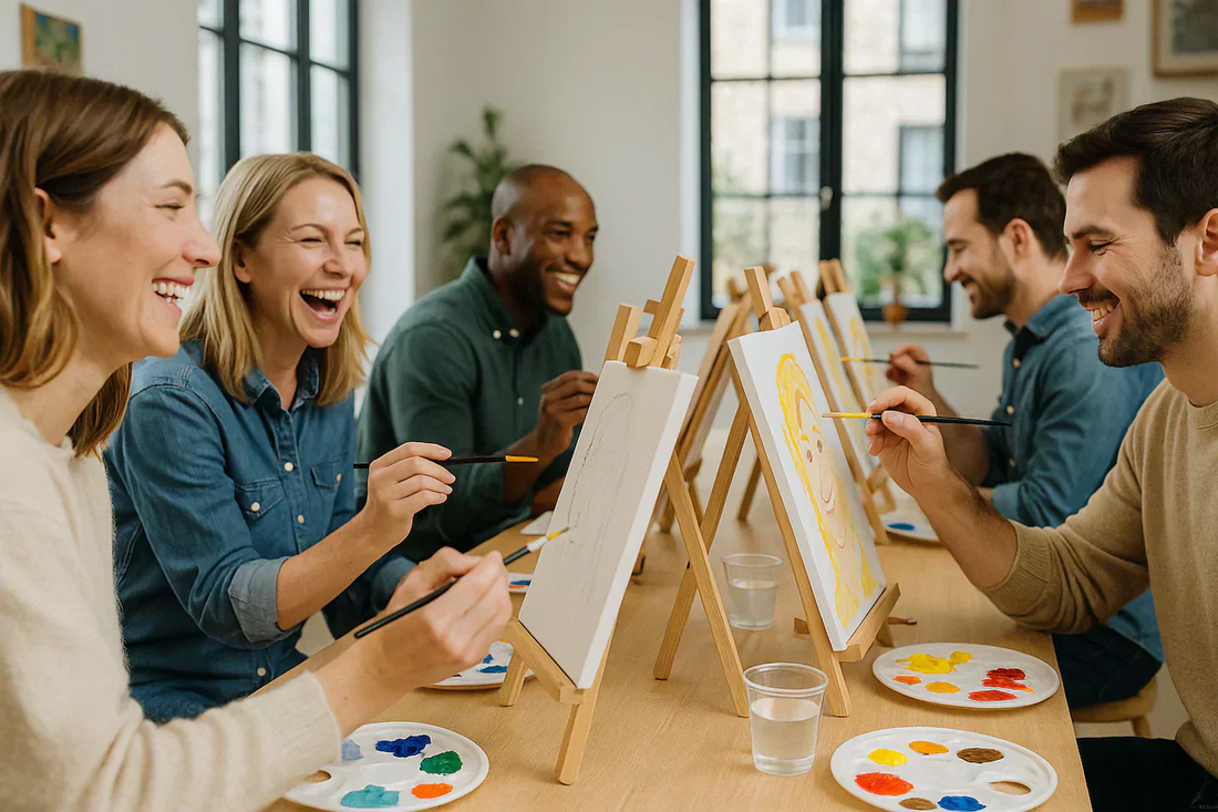 Mitarbeiterevent und Teambuilding paint your colleague, gegenseitig malen