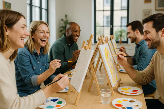 Mitarbeiterevent und Teambuilding paint your colleague, gegenseitig malen