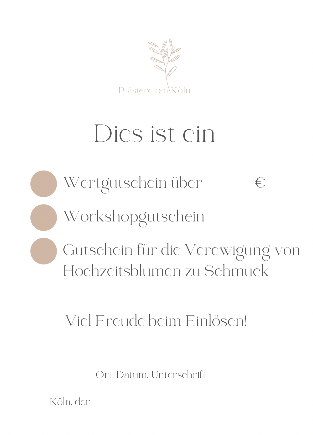 Pläsierchen Köln Gutschein