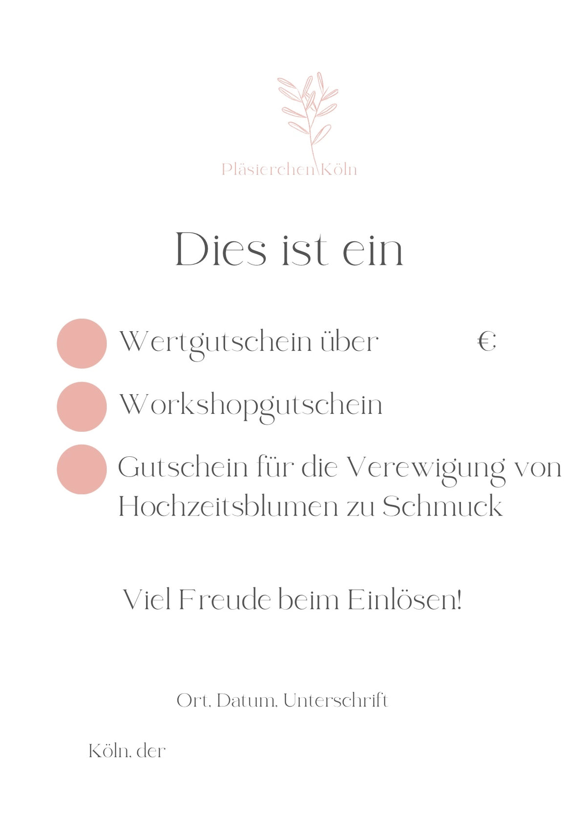 Pläsierchen Köln Gutschein