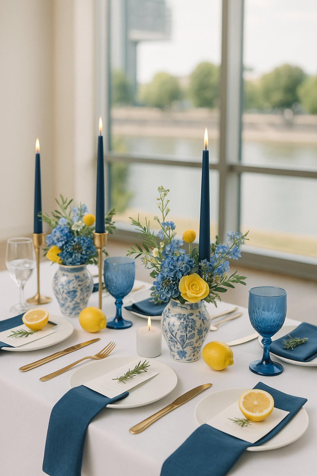 Hochzeitsdeko mit mediterranen Elementen und Zitronen